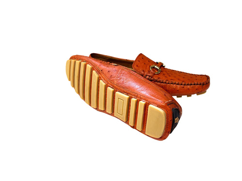 P014091 Palm Beach Genuine Ostrich Driver- Sport Rust