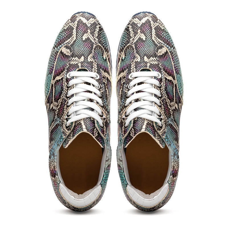 Zelli Peri Python Embossed Calfskin Sneakers in Marine Blue