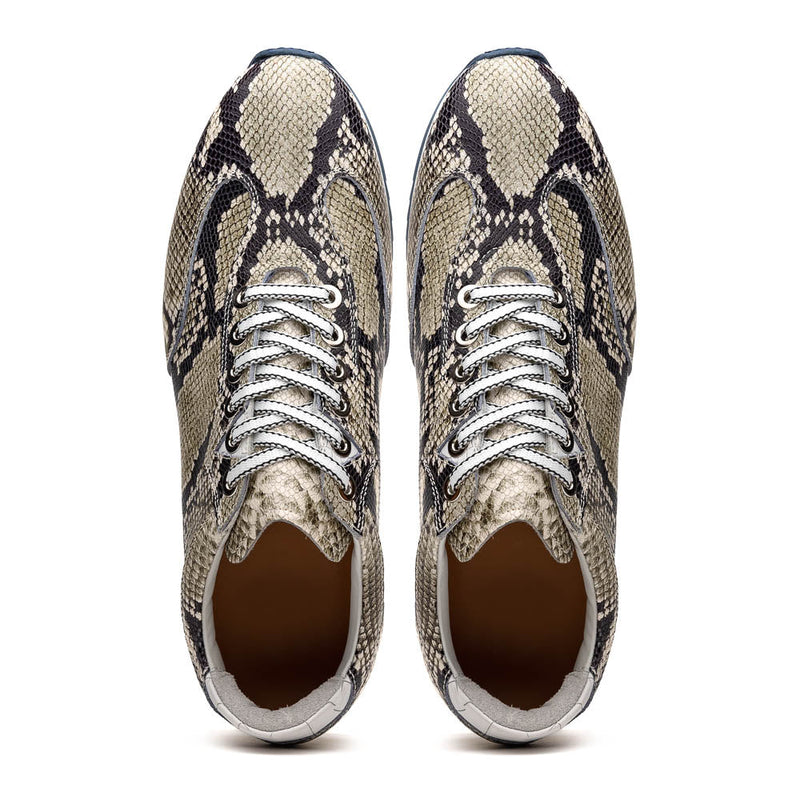 Zelli Peri Python-Embossed Calfskin Sneakers in Black / White
