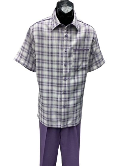 Mens 2 Piece Walking Suit - Textured Plaid