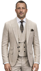 Mens Wool Suit - Ticket Pocket Big Lapel Single button Double breasted Vest By Statement in Color Tan