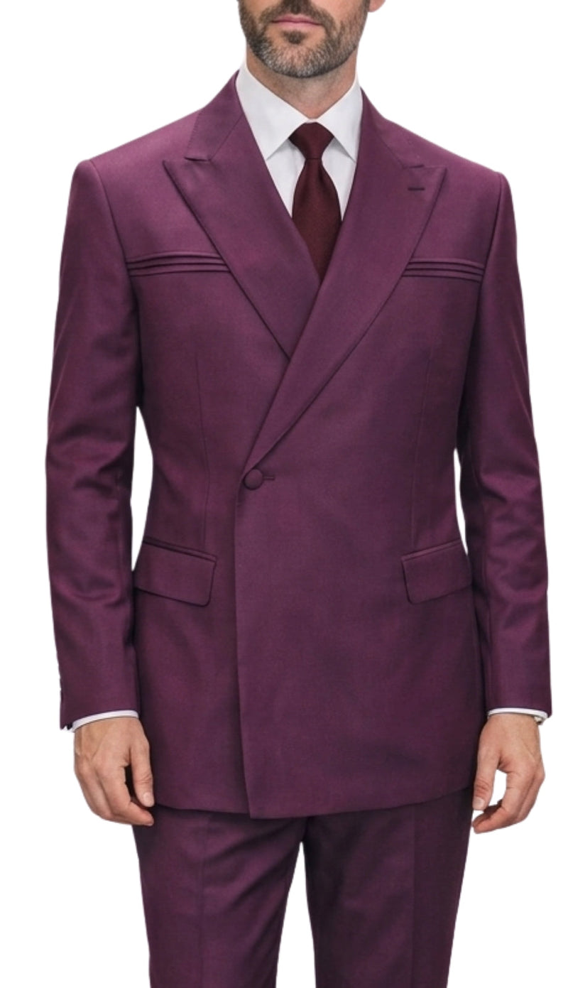 Statement SIENA Burgundy Double Breasted Suit - 58 Long or 58 Regular Jacket+52/54 Adjustable Pants (Fabric: poly/rayon blend)