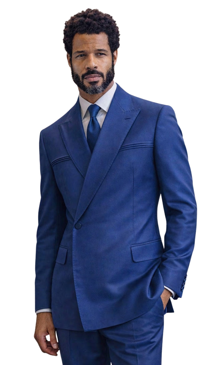 Statement SIENA Sapphire Double Breasted Suit - 58 Long or 58 Regular Jacket+52/54 Adjustable Pants (Fabric: poly/rayon blend)