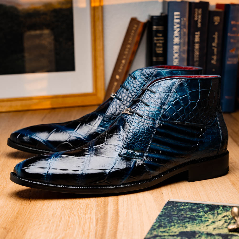 Marco Di Milano Pietro Rustic Blue Leather Shoes