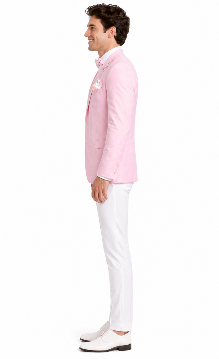 Pink and White Suit With White Pants - Plus Free Matching Bowtie