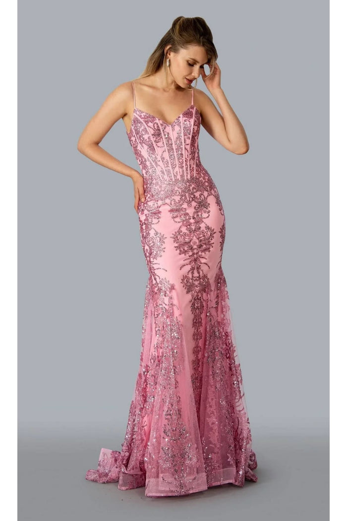 Dusty Pink Prom Dress Mermaid Formal Evening Gown Stella Couture -New Collection