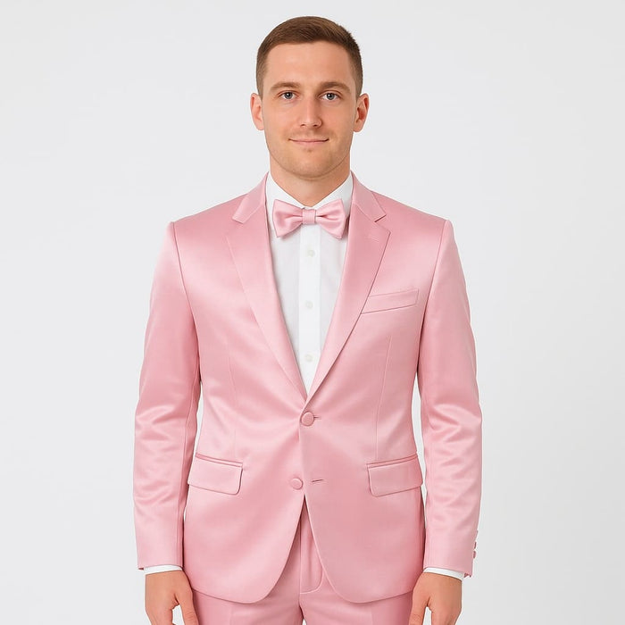 Pink Satin Tuxedo Set â€“ Stylish 4-Piece for Weddings & Proms