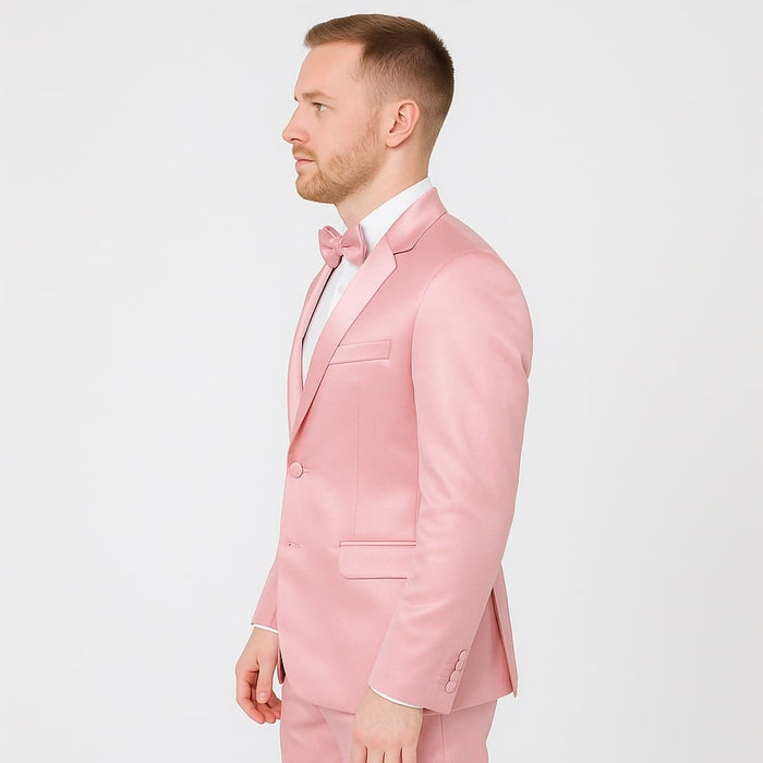 Pink Satin Tuxedo Set â€“ Stylish 4-Piece for Weddings & Proms