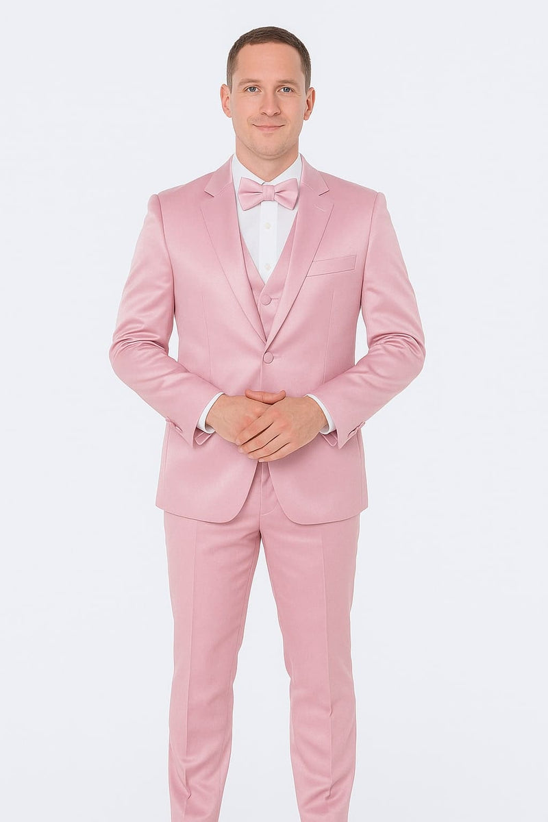 Pink Satin Tuxedo Set â€“ Stylish 4-Piece for Weddings & Proms