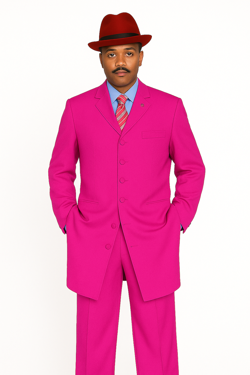 "Classic Men's Pink Zoot Suit - 2PC Long Fashion Ensemble"