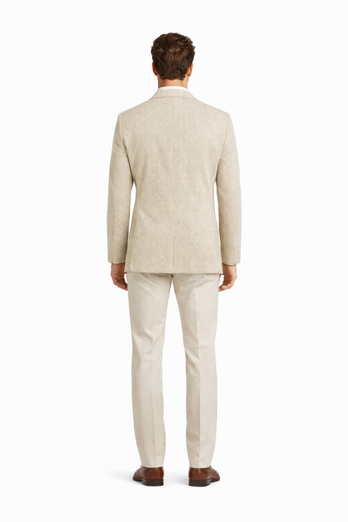 Pinstripe Blazer for Men - Bold Pinstripe Sport Jacket Perfect for Casual or Dressy in Beige