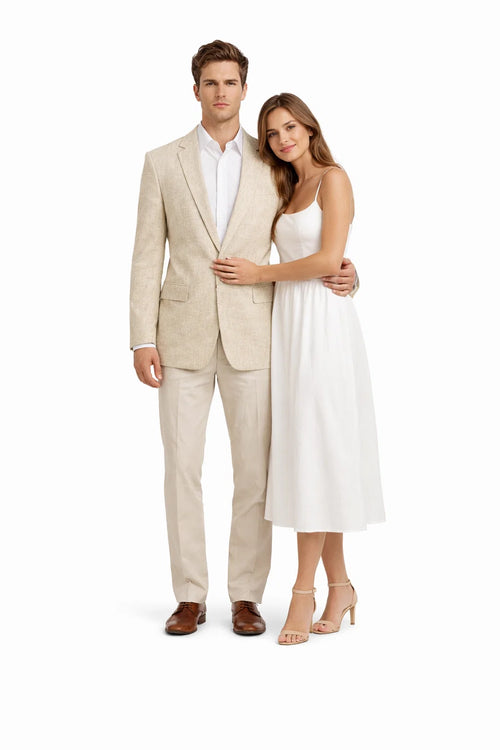 Pinstripe Blazer for Men - Bold Pinstripe Sport Jacket Perfect for Casual or Dressy in Beige