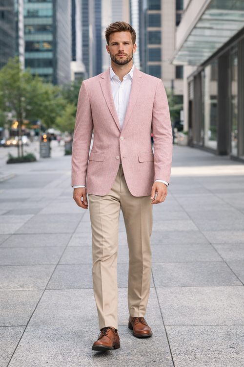 Pinstripe Blazer for Men - Bold Pinstripe Sport Jacket Perfect for Casual or Dressy in Brick