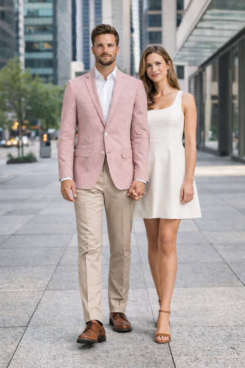 Pinstripe Blazer for Men - Bold Pinstripe Sport Jacket Perfect for Casual or Dressy in Brick