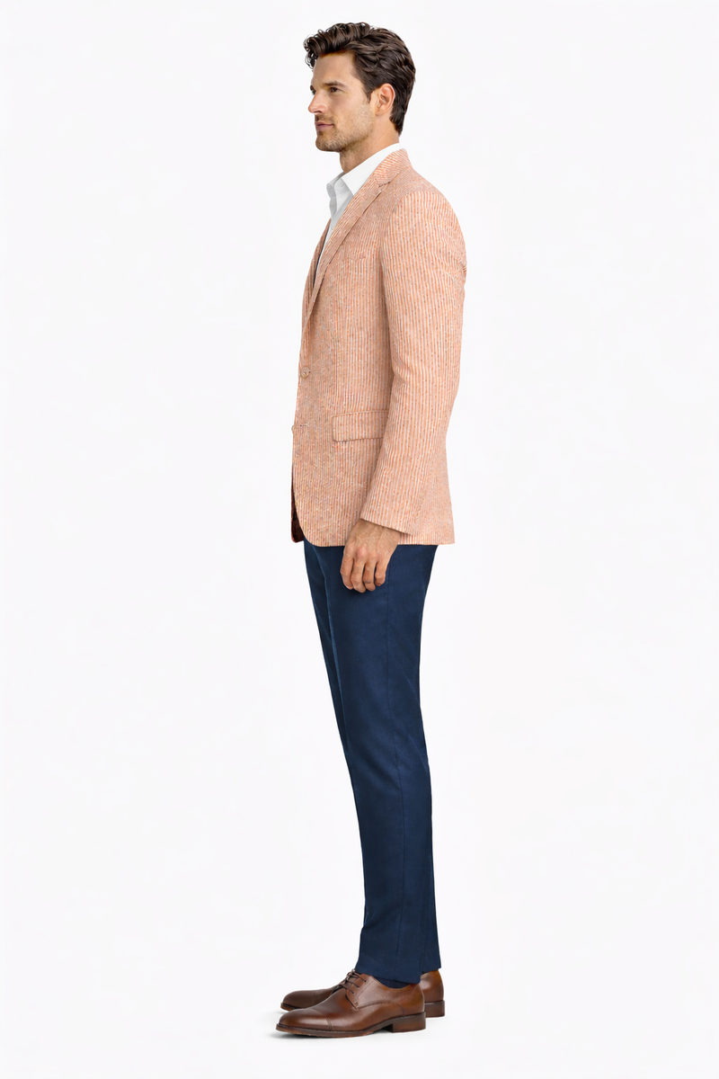 Pinstripe Blazer for Men - Bold Pinstripe Sport Jacket Perfect for Casual or Dressy in Orange
