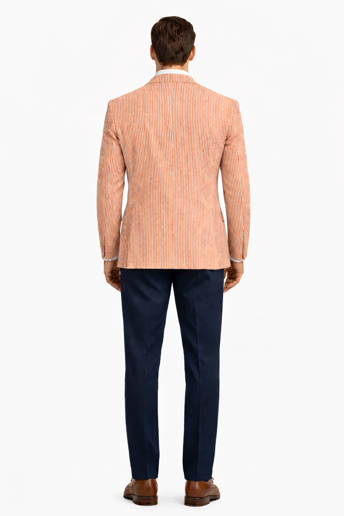 Pinstripe Blazer for Men - Bold Pinstripe Sport Jacket Perfect for Casual or Dressy in Orange