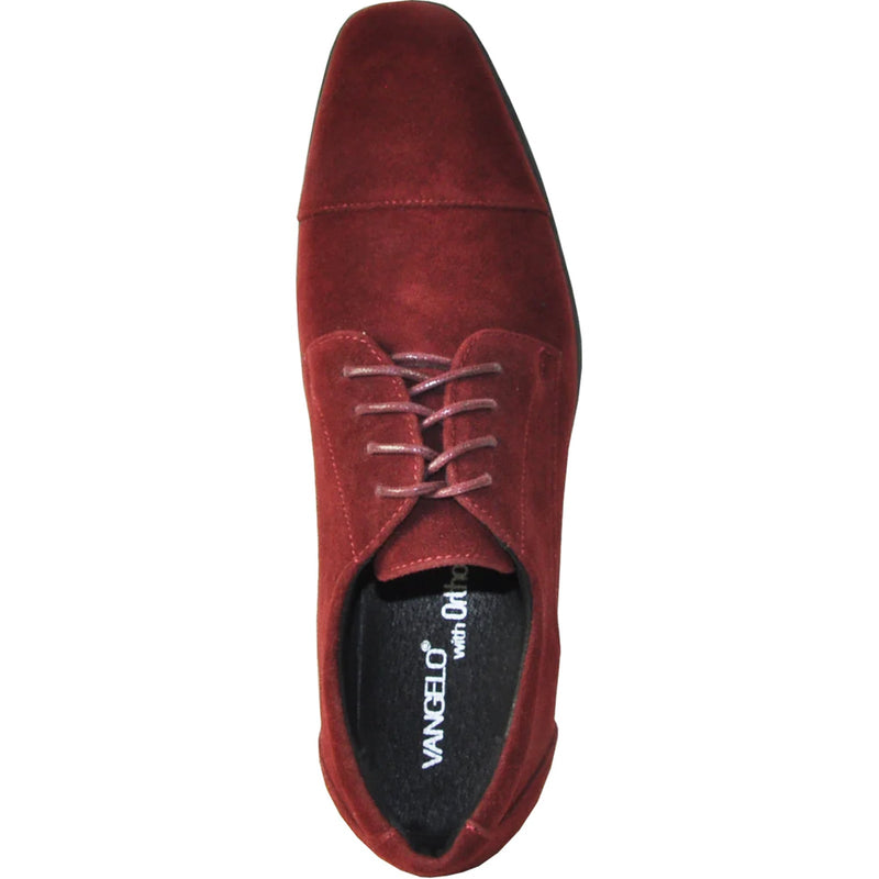 Bravo Mens Formal Suede Style Wedding & Prom Cap Toe Dress Shoe in Burgundy