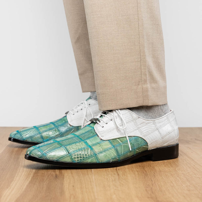 Marco Di Milano Pissa Turquoise & White Leather Loafers