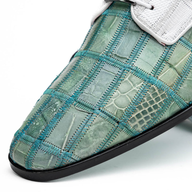 Marco Di Milano Pissa Turquoise & White Leather Loafers
