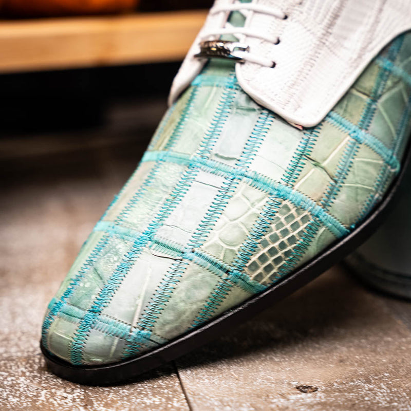 Marco Di Milano Pissa Turquoise & White Leather Loafers