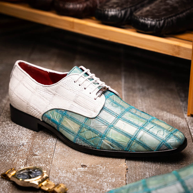 Marco Di Milano Pissa Turquoise & White Leather Loafers
