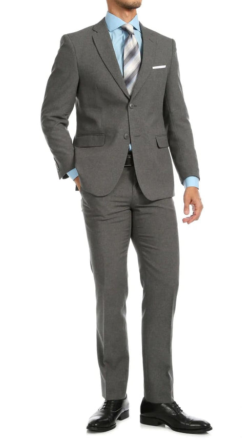 Mens Heather Grey Slim Fit 2pc Suit