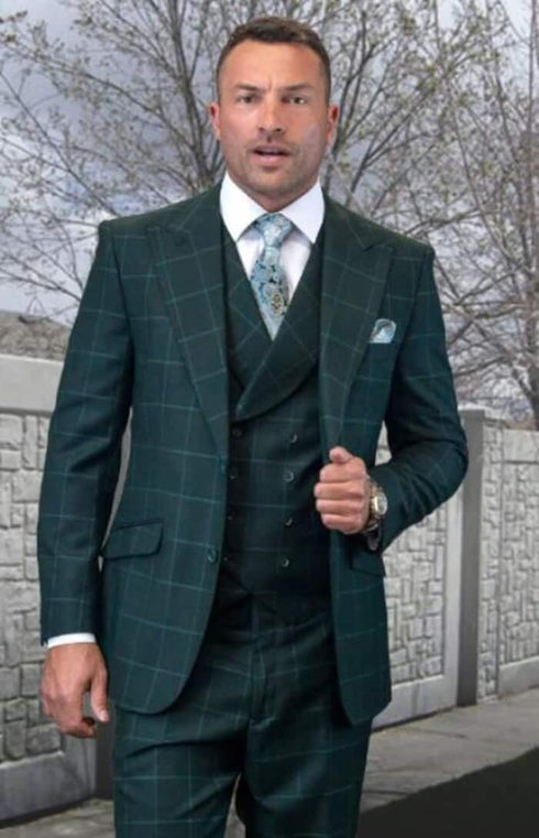 Mens Green Wool Suit - Any Brand Style Size