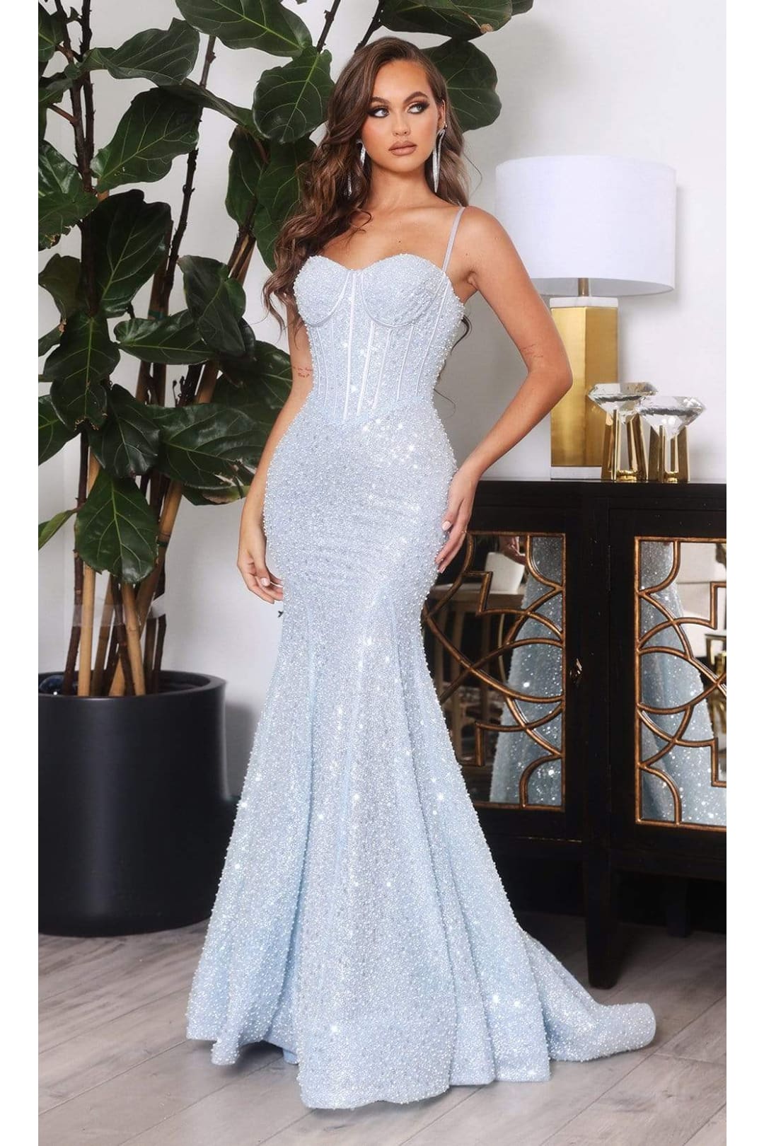 Portia and Scarlett PS22036 -long- Corset Style Sequin Gown