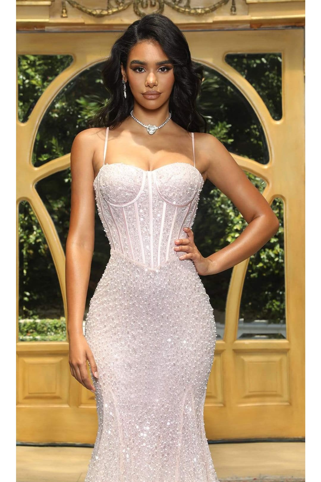 Portia and Scarlett PS22036 -long- Corset Style Sequin Gown