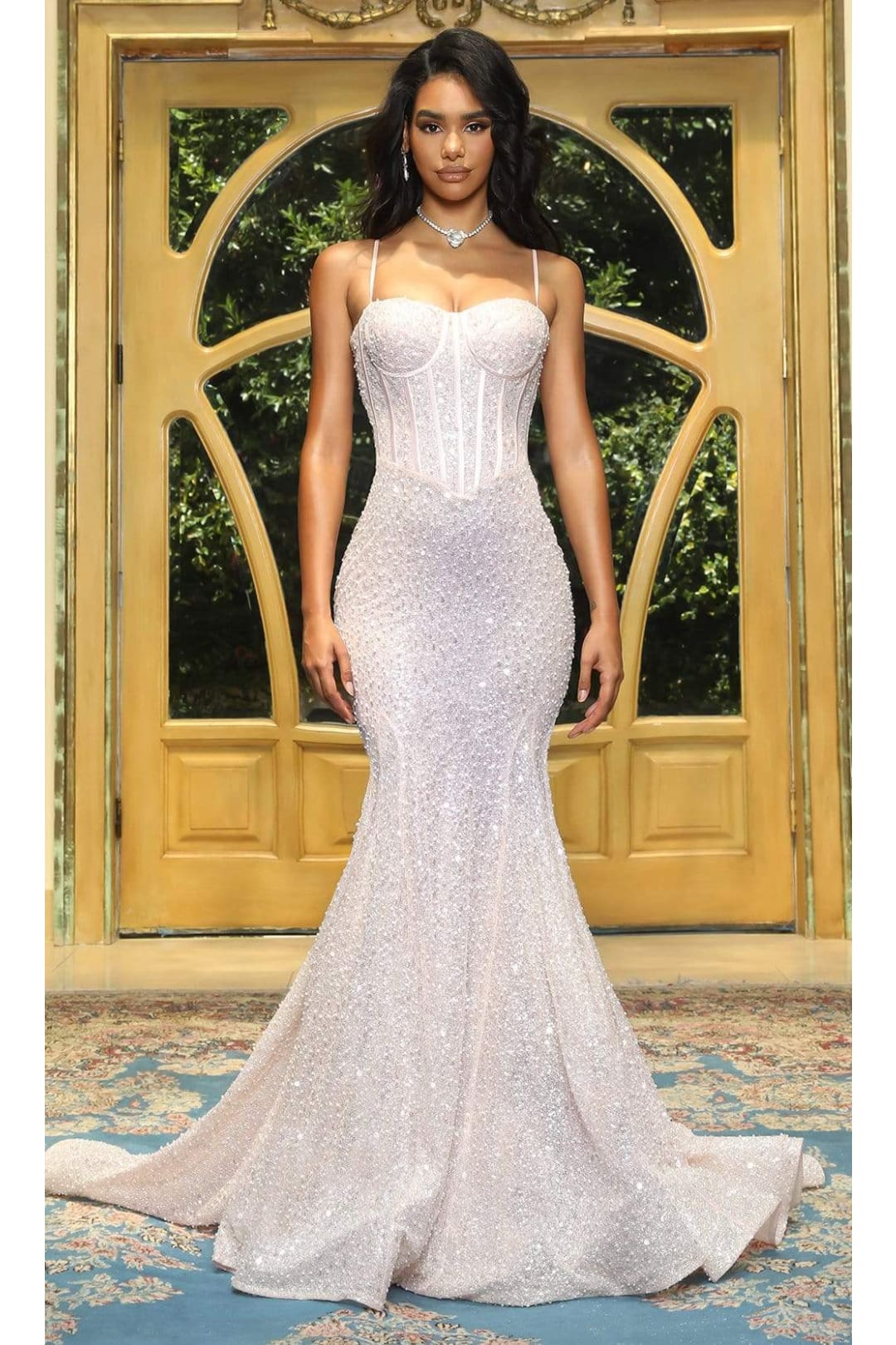 Portia and Scarlett PS22036 -long- Corset Style Sequin Gown