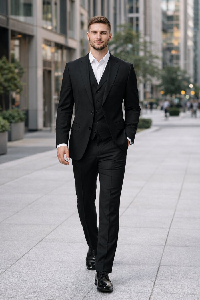 Porto Slim Fit, Pure Wool Suit & Vest by Tiglio Luxe TIG1036