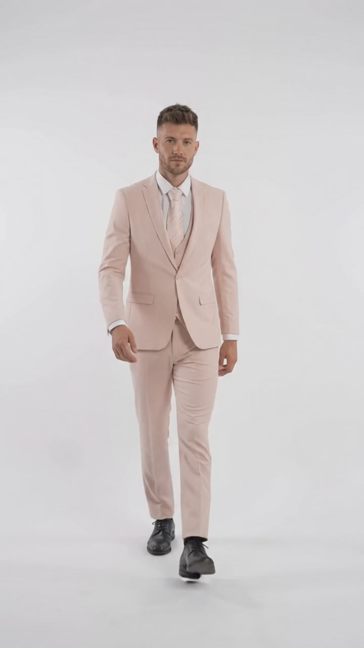 Men’s Blush Pink 1 Button Peak Lapel Suit, Wedding and Prom Formal Suit