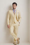 Slim Fit 3 Piece Satin Suit in Champagne Beige