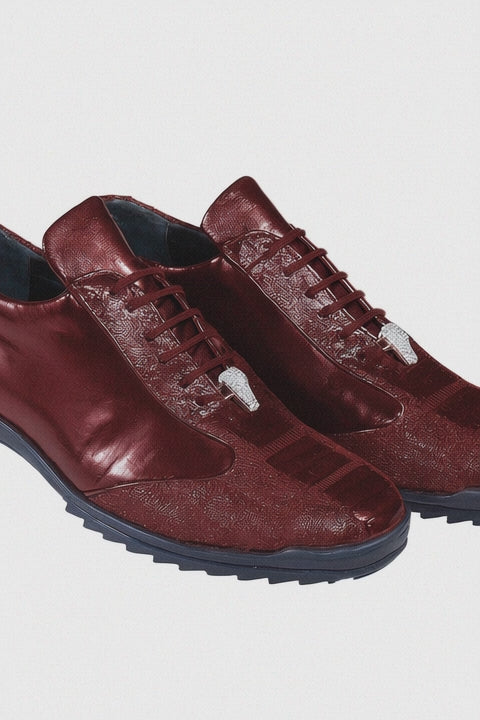 Sneaker de Piel de Avestruz Pata Vino