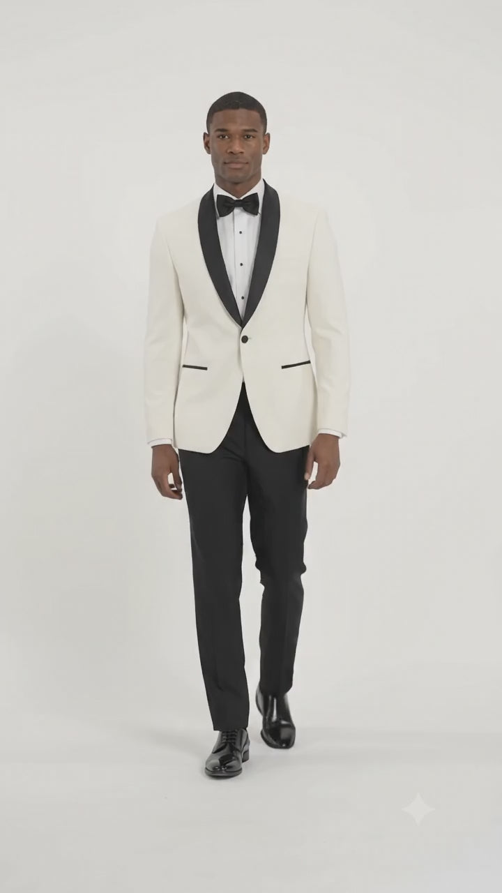 Mens Ivory & Black Dinner Jacket - Mens Evening jackets  - Tuxedo Dinner Jacket