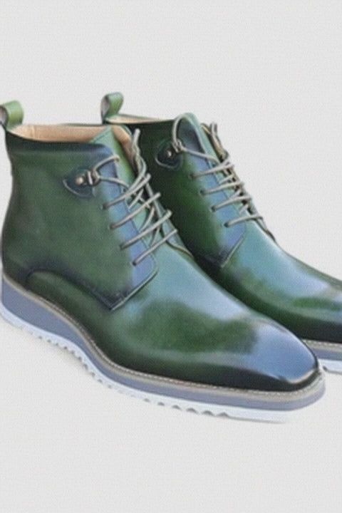 Men’s Burnished Calfskin Leather Lace-Up Boot