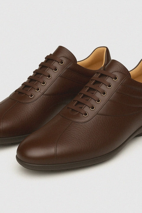 Mezlan Luka Men’s Sneaker – Brown Calfskin and Deerskin Leather Casual Shoe, Handmade in Spain