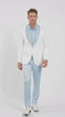 Men’s White & Sky Blue Tuxedo Suit with Embellished Shawl Lapel – Prom & Wedding in light baby poweder blue color