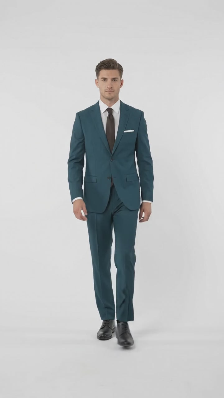 Men’s Dark Teal Suit, Teal Blue 2 Button Formal Wedding Business Suit