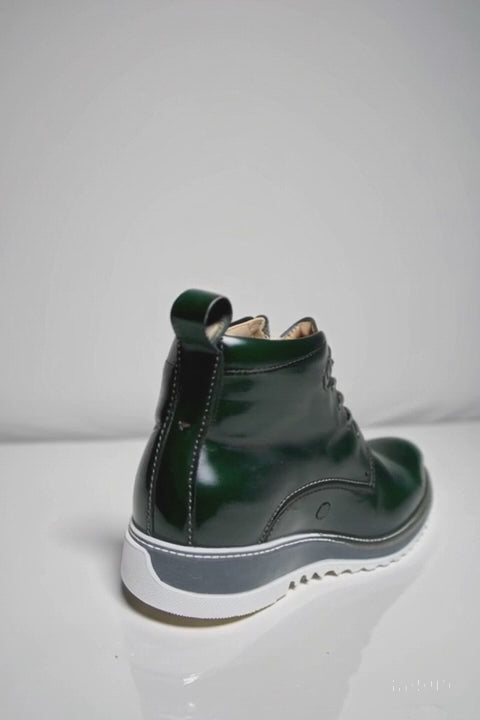 Men’s Burnished Calfskin Leather Lace-Up Boot