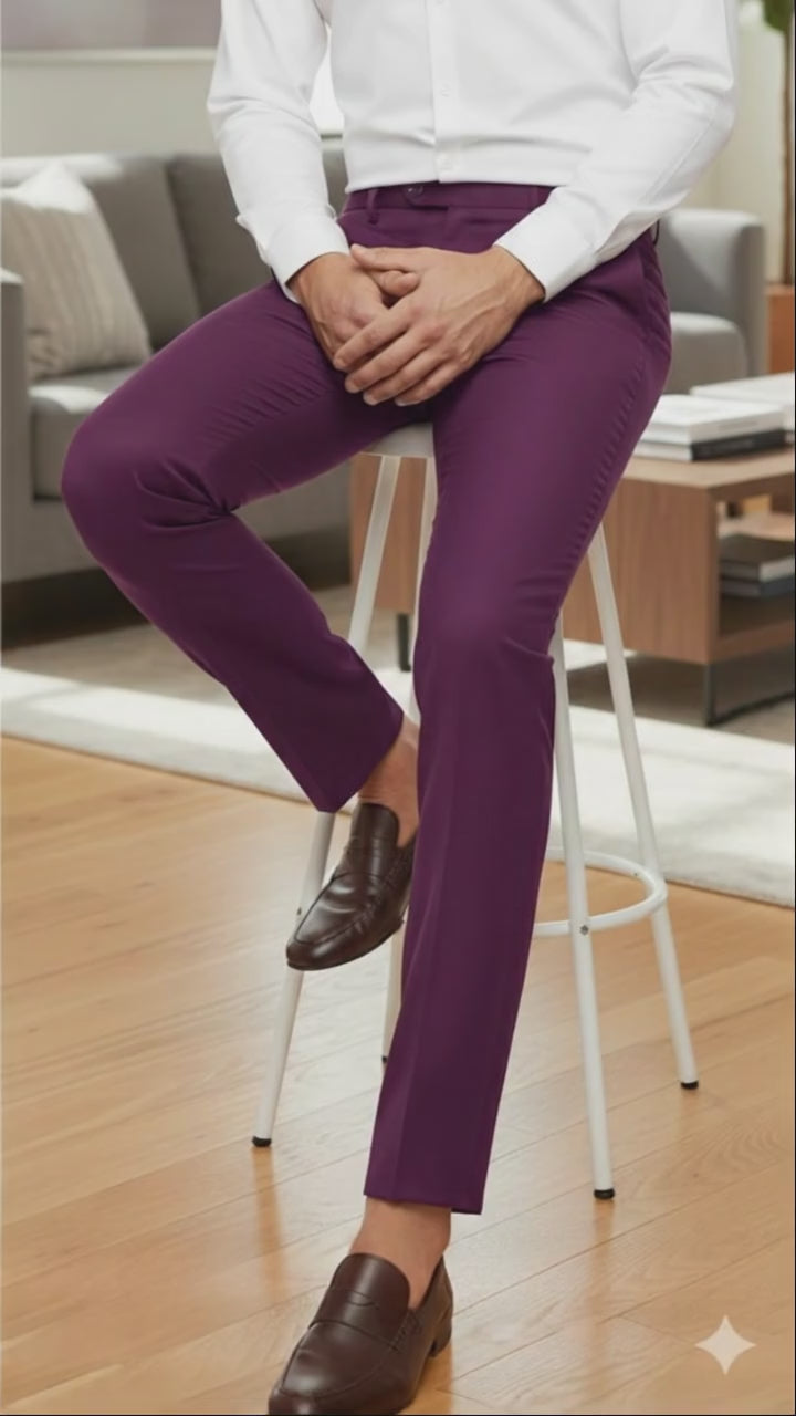 Mens Slim Fit Light Purple Dress Pants – Modern Formal Trousers for Business, Weddings and Parties