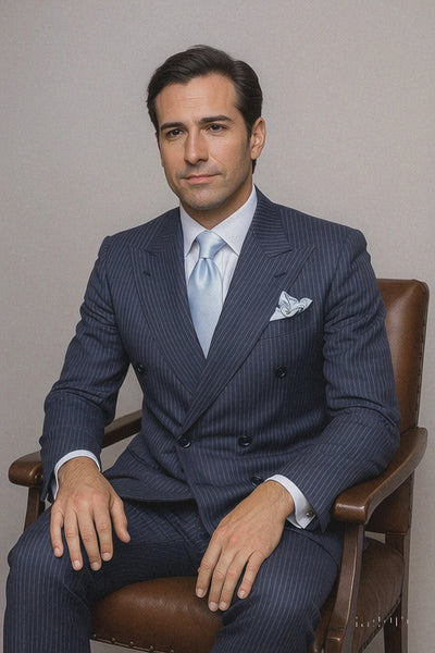 Navy with White Pinstripe Color by Rossiman
