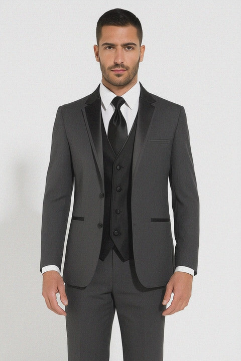 Dark Grey Tuxedo  - Mens Dark Gray Tuxedo