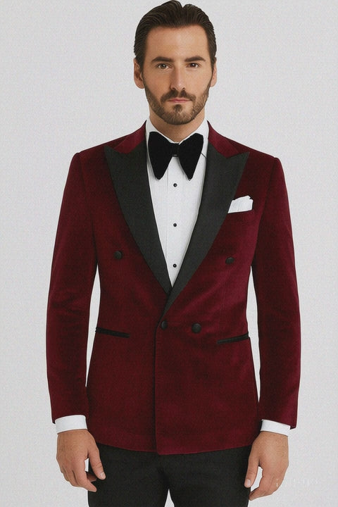 Double Breasted Tuxedo - Velvet Tuxedo Dinner Jacket In Black - Navy - Emerald Green - Burgundy