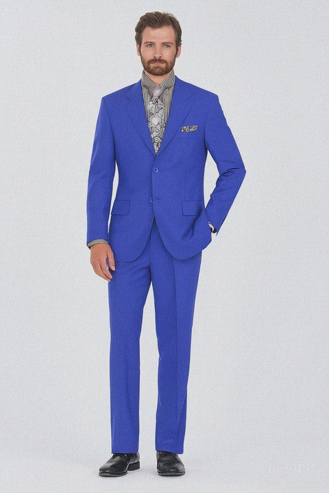 "Classic Fit Men's Three-Button Poplin Suit in Royal Blue"
