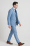 Lazio Collection - Modern Fit Windowpane Suit 3 Piece in Light Blue