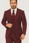 Mens 2 Button Vested 3 Piece Gangster Bold Pinstripe Suit in Burgundy