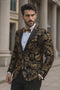 Velvet Floral Paisley Men's Tuxedo Jacket - Modern Fit In Gold & Black