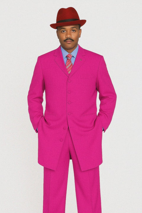 "Classic Men's Pink Zoot Suit - 2PC Long Fashion Ensemble"