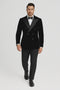 Double Breasted Black Velvet Blazer